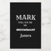 Zwarte en Witte Groomsman Voorstel Weddenschap Min Wijn Etiket (Enkel label)