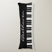 Zwarte en witte grootoogsleutels, aangepaste naam lichaamskussen (Voorkant Verticaal)