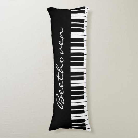 Zwarte en witte grootoogsleutels, aangepaste naam lichaamskussen (Voorkant Verticaal)