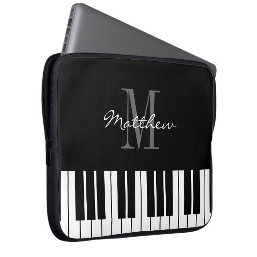 Zwarte en witte grootoogtonijnen, aangepast monogr laptop sleeve (Voorkant Rechts)