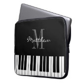 Zwarte en witte grootoogtonijnen, aangepast monogr laptop sleeve (Voorkant Links)