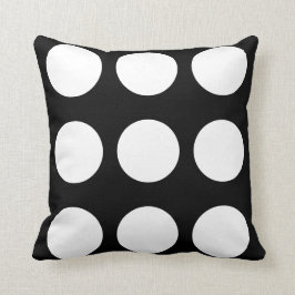 Zwarte en witte grote polakdop kussen