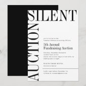 Zwarte en witte grote tekst Silent Auction Kaart (Voorkant / Achterkant)