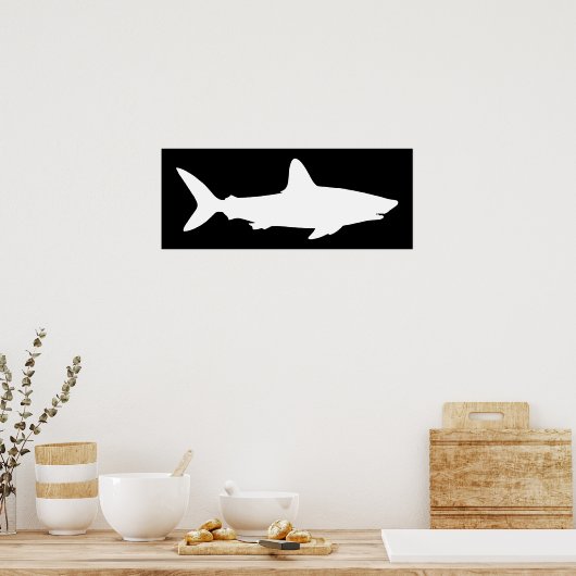 Zwarte en witte haai poster (Keuken)