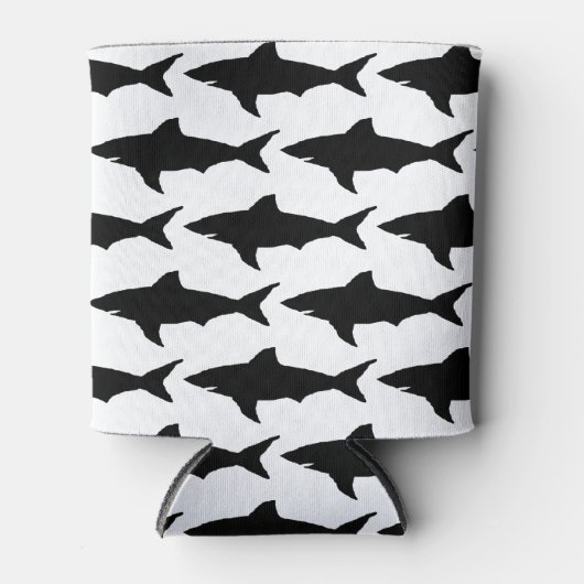Zwarte en witte haai vis patroon koelbox blikjeskoeler (Voorkant)