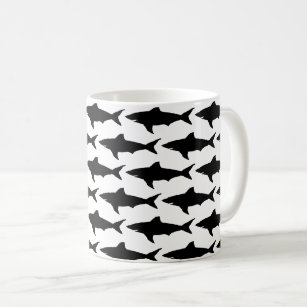 Zwarte en witte haaienpatroon koffie-mok koffiemok