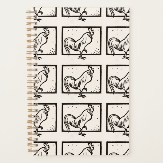 Zwarte en witte haan van Julie de Graag 2022 Planner (Voorkant)