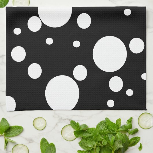 Zwarte en witte haarpunten theedoek (Gevouwen)