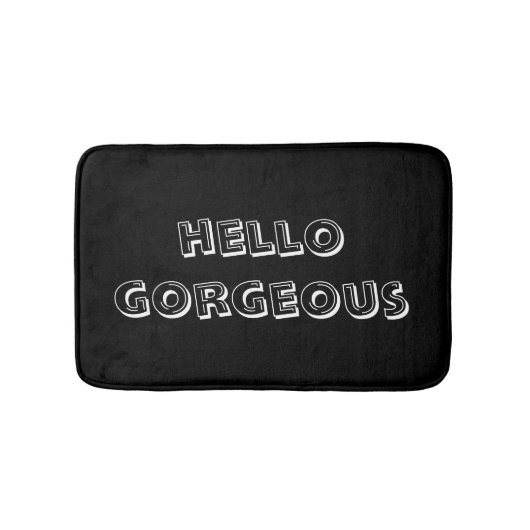 Zwarte en witte "Hallo Prachtige" borstelbrief Badmat (Voorkant)