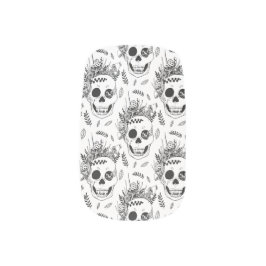 Zwarte en witte Halloween minx nagelkunst