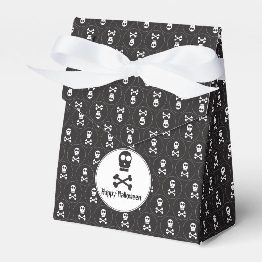 Zwarte en witte halloween Skulls Favor Box Bedankdoosjes (Voorkant Zijde)