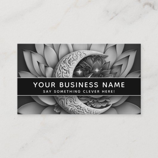 Zwarte en Witte Halve Maan Lunar Professional Afsprakenkaartje (Voorkant)