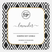 Zwarte en witte handgemaakte Calligrafische Kandel Vierkante Sticker (Voorkant)