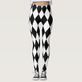 ZWARTE EN WITTE HARLEQUIN LEGGINGS