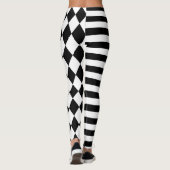 Zwarte en witte Harlequin Striped en Jester Leggings (Achterkant)