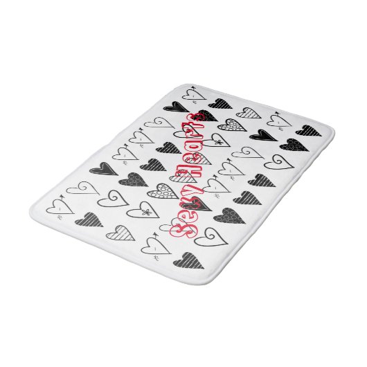 Zwarte en witte harten Bathroom Bath Mat (Gekanteld)