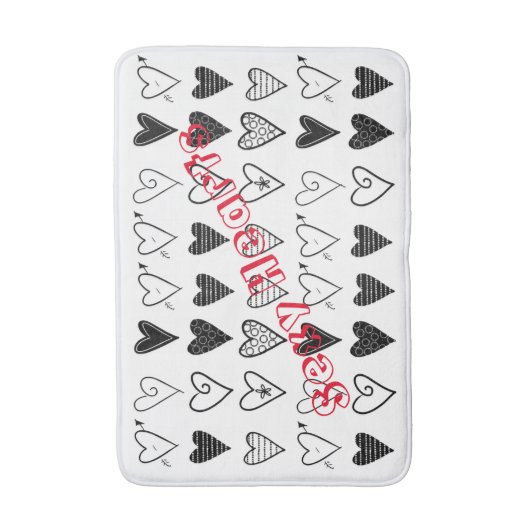 Zwarte en witte harten Bathroom Bath Mat (Voorkant Verticaal)
