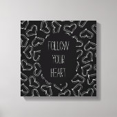 Zwarte en witte harten canvas afdruk (Voorkant)