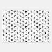 Zwarte en witte harten en lijnen inpakpapier vel (Voorkant 3)