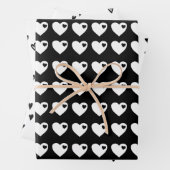 Zwarte en witte harten inpakpapier vel (In situ)