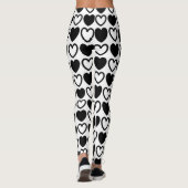 Zwarte en witte harten leggings (Achterkant)