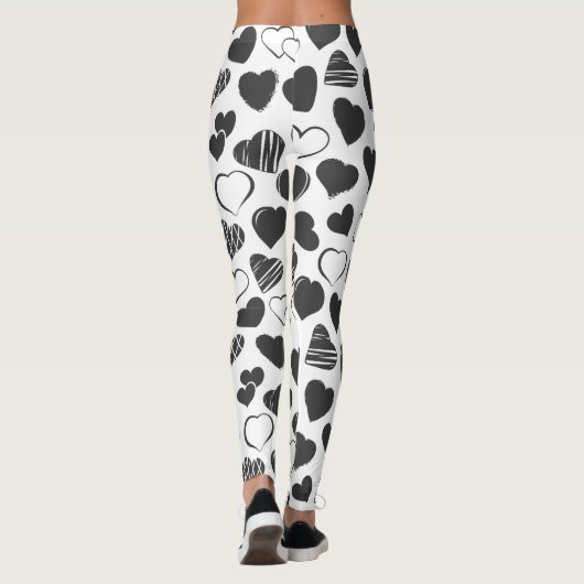 Zwarte en witte harten leggings (Achterkant)