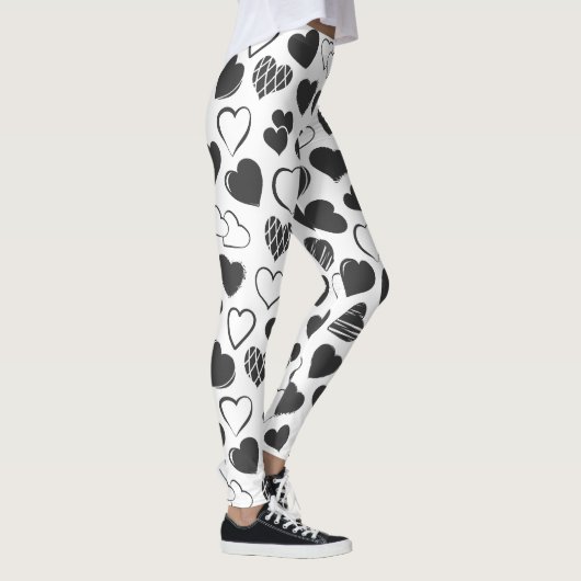 Zwarte en witte harten leggings (Rechts)