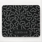Zwarte en witte harten muismat (Voorkant)