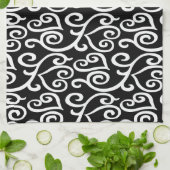 Zwarte en witte harten theedoek (Gevouwen)