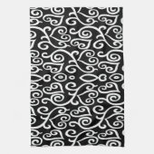 Zwarte en witte harten theedoek (Verticaal)