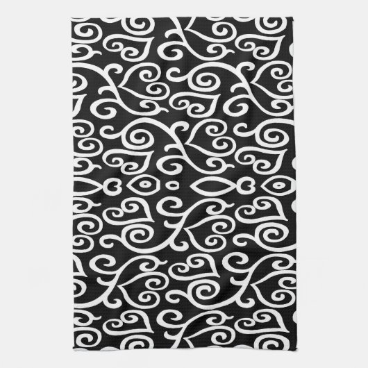 Zwarte en witte harten theedoek (Verticaal)