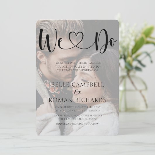 Zwarte en witte hartkalligrafie en foto's in kaart (Staand voorkant)