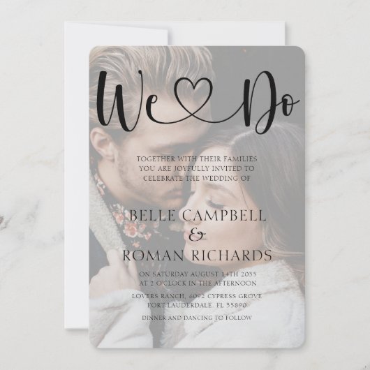 Zwarte en witte hartkalligrafie en foto's in kaart (Voorkant)