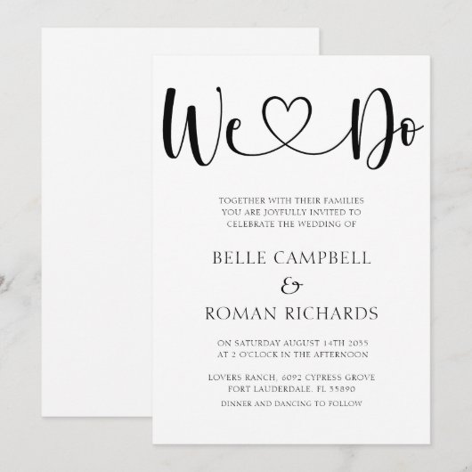 Zwarte en witte hartkalligrafie en foto's in kaart (Voorkant / Achterkant)