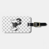 Zwarte en witte Havanese Cute Cartoon Dog & Text Bagagelabel (Voorkant horizontaal)