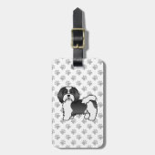 Zwarte en witte Havanese Cute Cartoon Dog & Text Bagagelabel (Voorkant verticaal)
