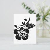 Zwarte en witte Hawaiaanse bloemen Briefkaart (Staand voorkant)