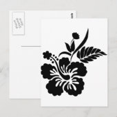 Zwarte en witte Hawaiaanse bloemen Briefkaart (Voorkant / Achterkant)