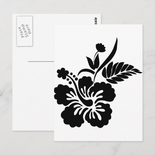 Zwarte en witte Hawaiaanse bloemen Briefkaart (Voorkant / Achterkant)