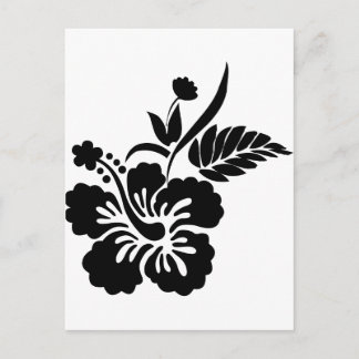 Zwarte en witte Hawaiaanse bloemen Briefkaart