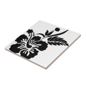 Zwarte en witte Hawaiaanse bloemen Tegeltje (Zijkant)