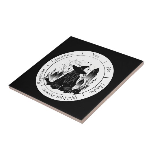 Zwarte en witte heksenslinger tegeltje (Zijkant)