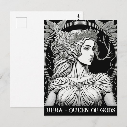 Zwarte en Witte Hera Koningin van het Gods Briefka Briefkaart (Voorkant / Achterkant)