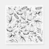 Zwarte en Witte Herfst Patroon Thanksgiving Partij Servet (Voorkant)
