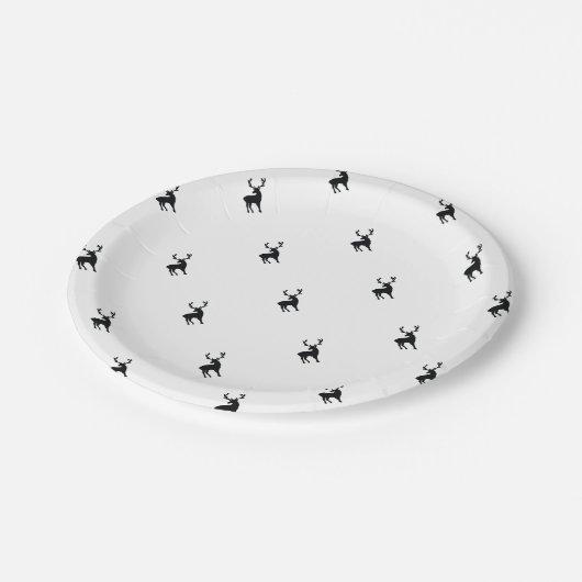 Zwarte en witte hert papieren bordje (Gekanteld)