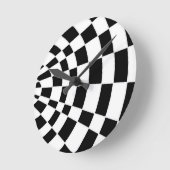 Zwarte en witte hoekige checkboard ronde klok (Hoek)