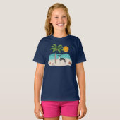 Zwarte en witte hond bij het strand van de Tropisc T-shirt (Voorkant volledig)