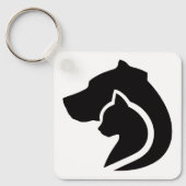 Zwarte en witte hond en kat sleutelhanger (Voorkant)
