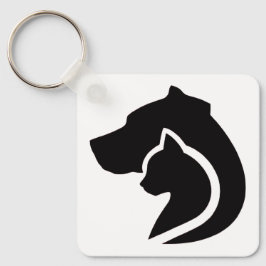 Zwarte en witte hond en kat sleutelhanger