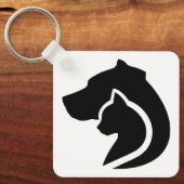 Zwarte en witte hond en kat sleutelhanger (Voorkant)
